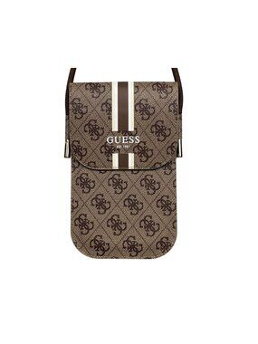 GUESS‎ Brown Logo Phone Crossbody Bag Monogram